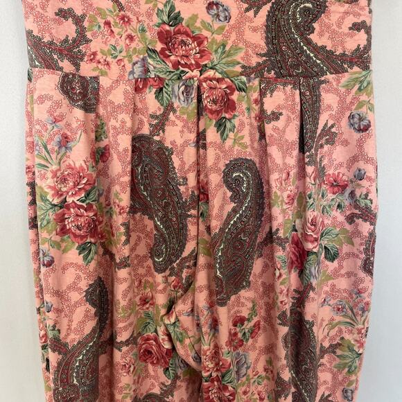 Vintage Jumpsuit Size Medium Large Pink Paisley Lounge Stretch Comfort Retro 90s - Picture 4 of 13